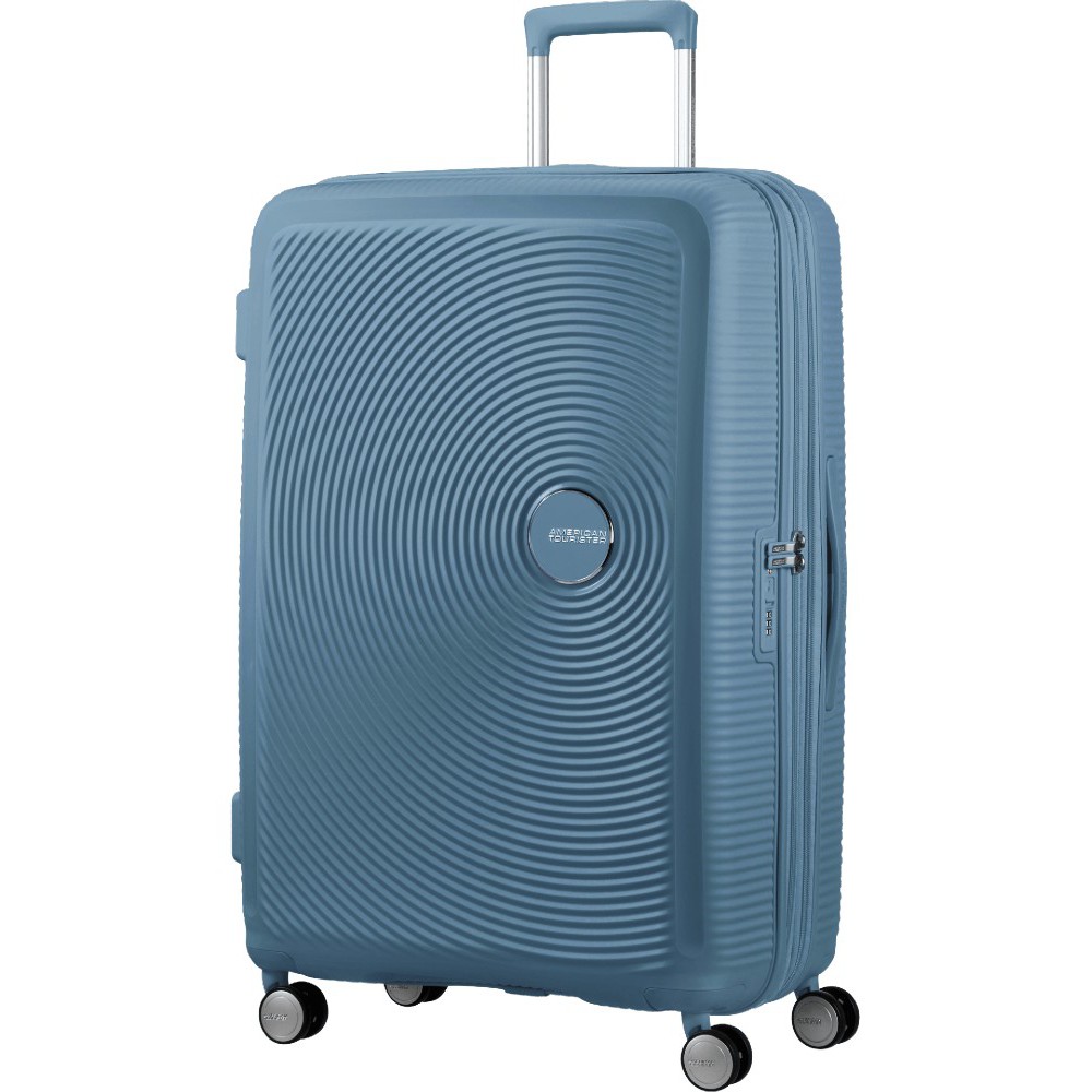 American Tourister Soundbox Spinner Expandable Large Suitcase 88474-E612 Stone Blue Travel Items