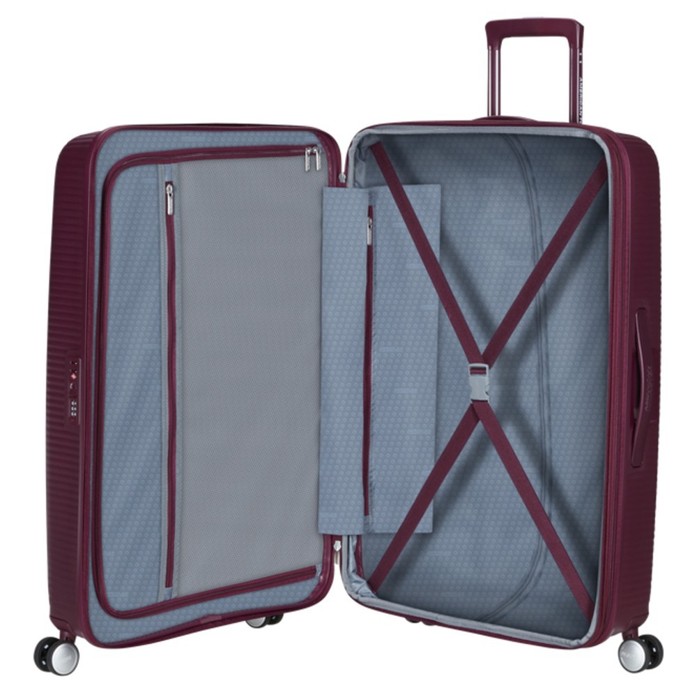 American Tourister Soundbox Spinner Expandable Large Suitcase 88474-T505 Wild Cherry Travel Items