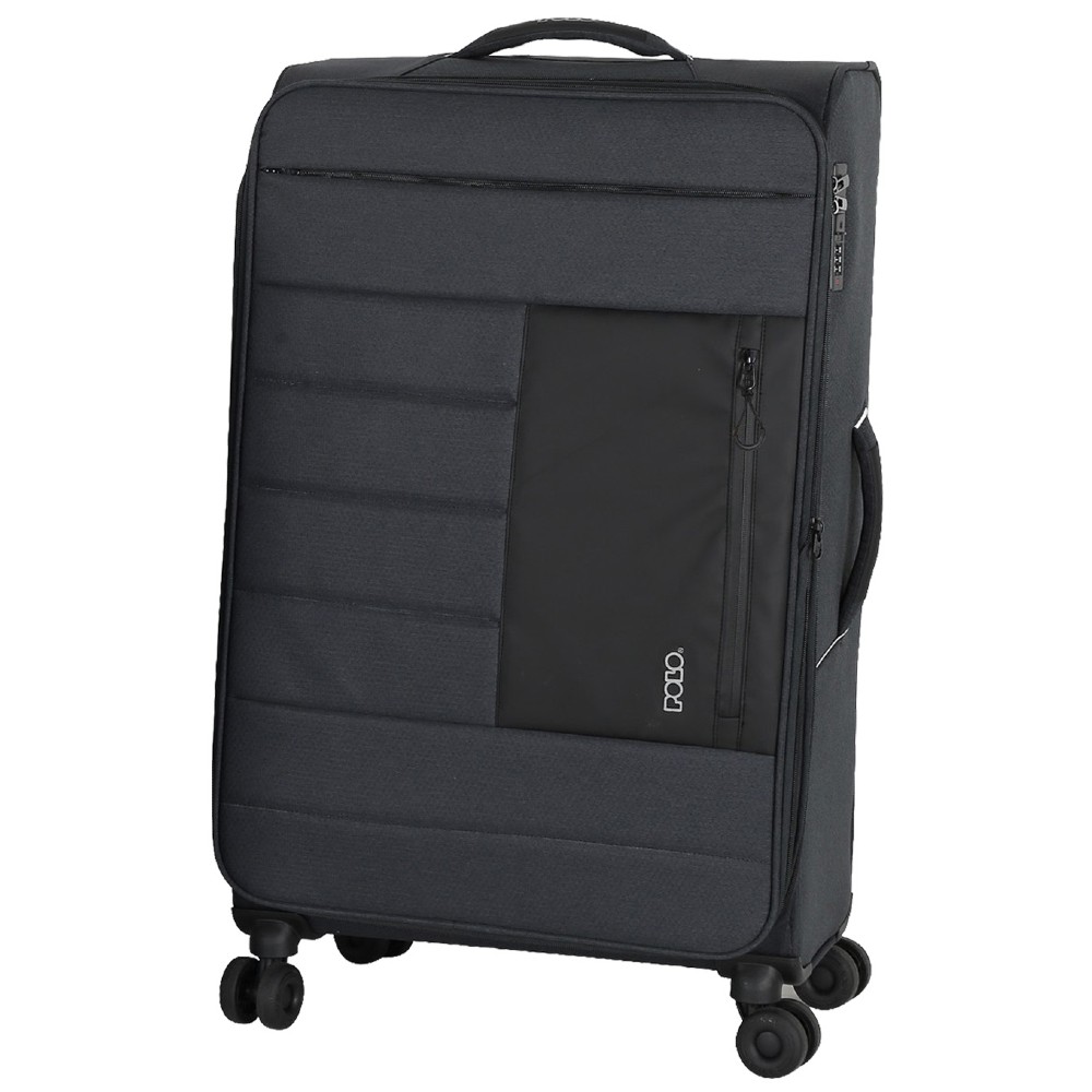 POLO 965009SET-2100 ATHENS Set of 3 Expandable Travel Suitcases S/M/L Black Travel Items
