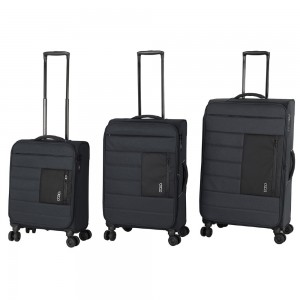 POLO 965009SET-2100 ATHENS Set of 3 Expandable Travel Suitcases S/M/L Black Travel Items