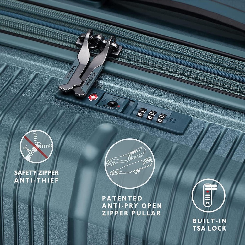 VERAGE VG19006 Rome Medium Expandable Suitcase 66cm Petrol-Green Travel Items